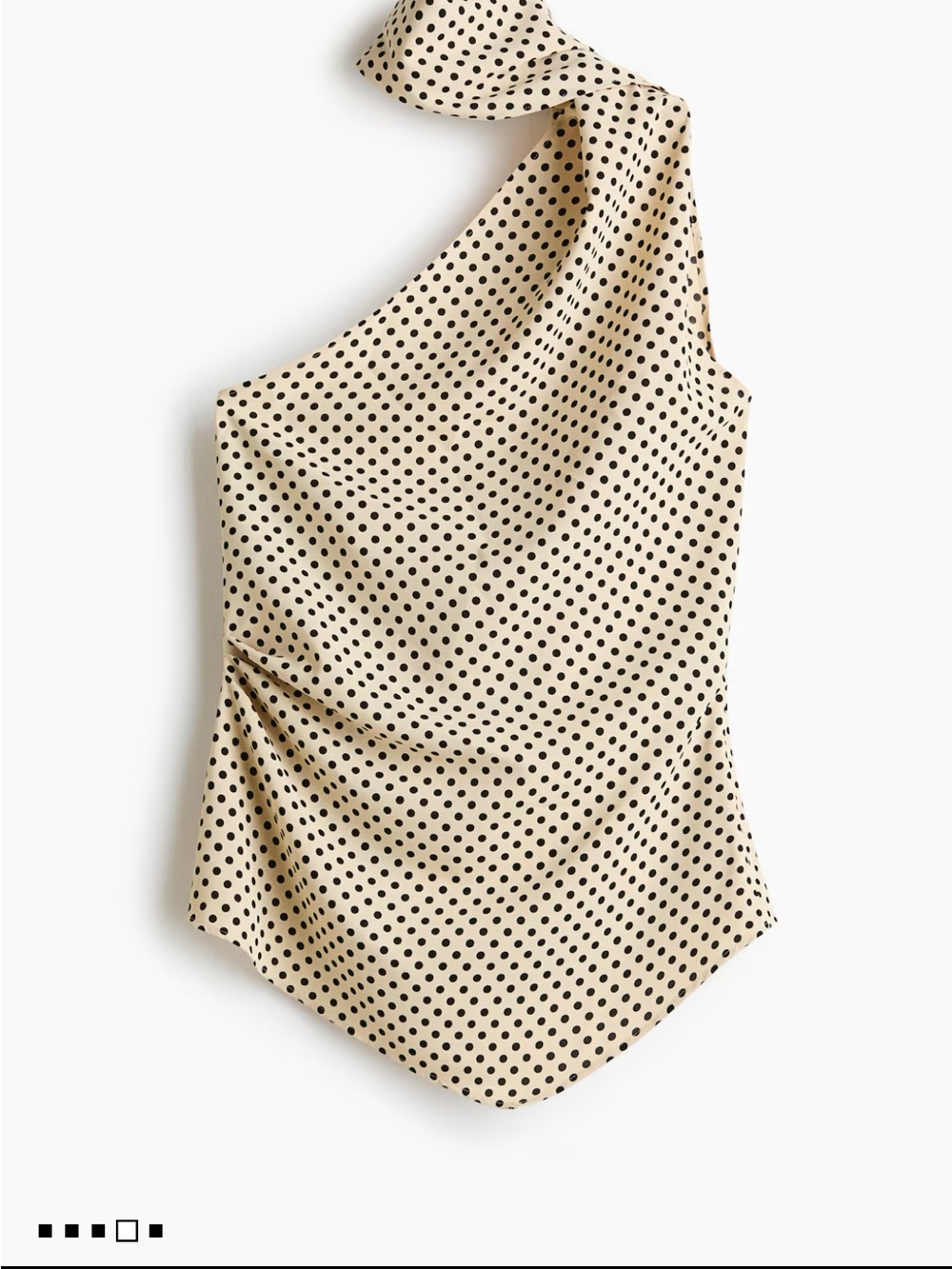 H&M One-Shoulder scarf collar top Polka Dot Blouse in Cream and Black
